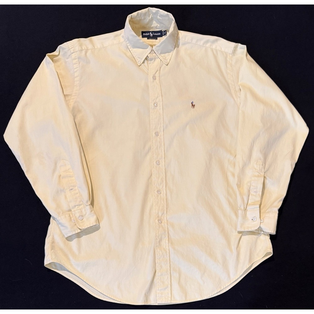 Vintage Ralph Lauren Yarmouth Yellow Cotton Twill Button Size Large